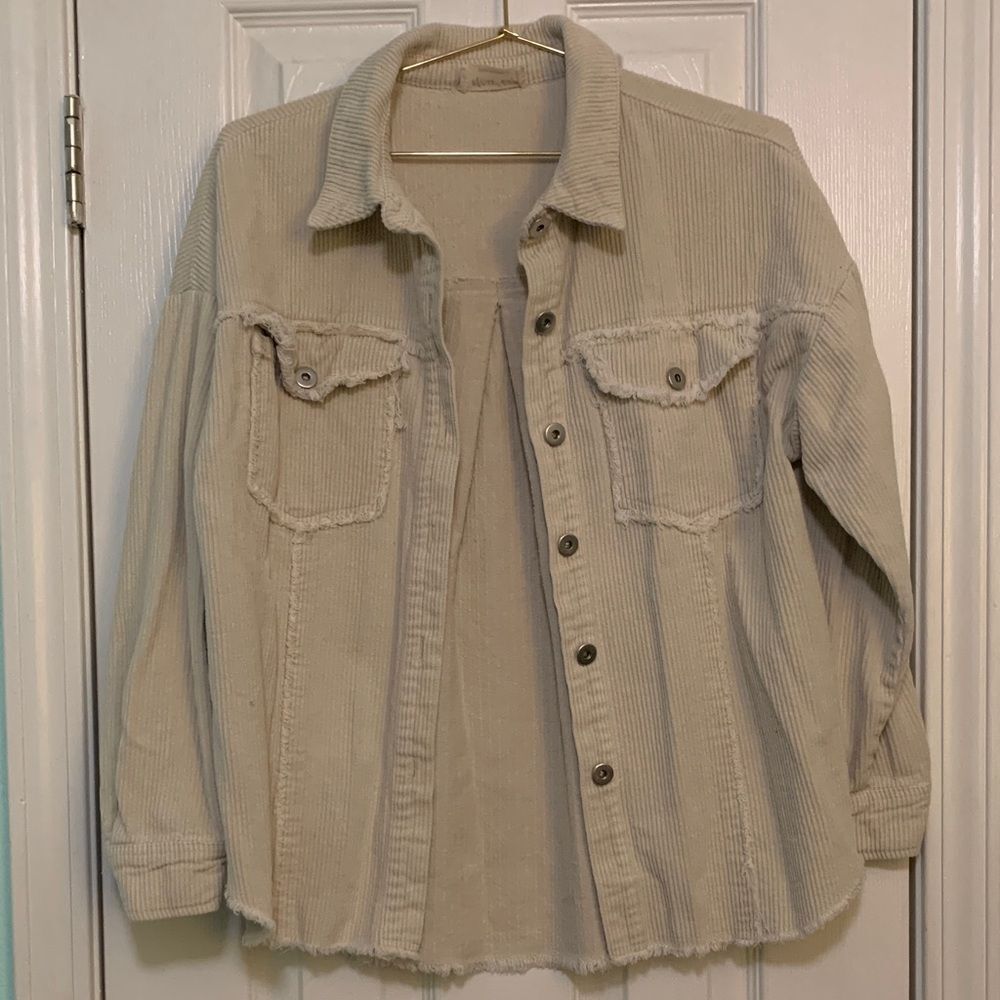 New In Ivory Color Corduroy Style Button Down Jacket Size Small